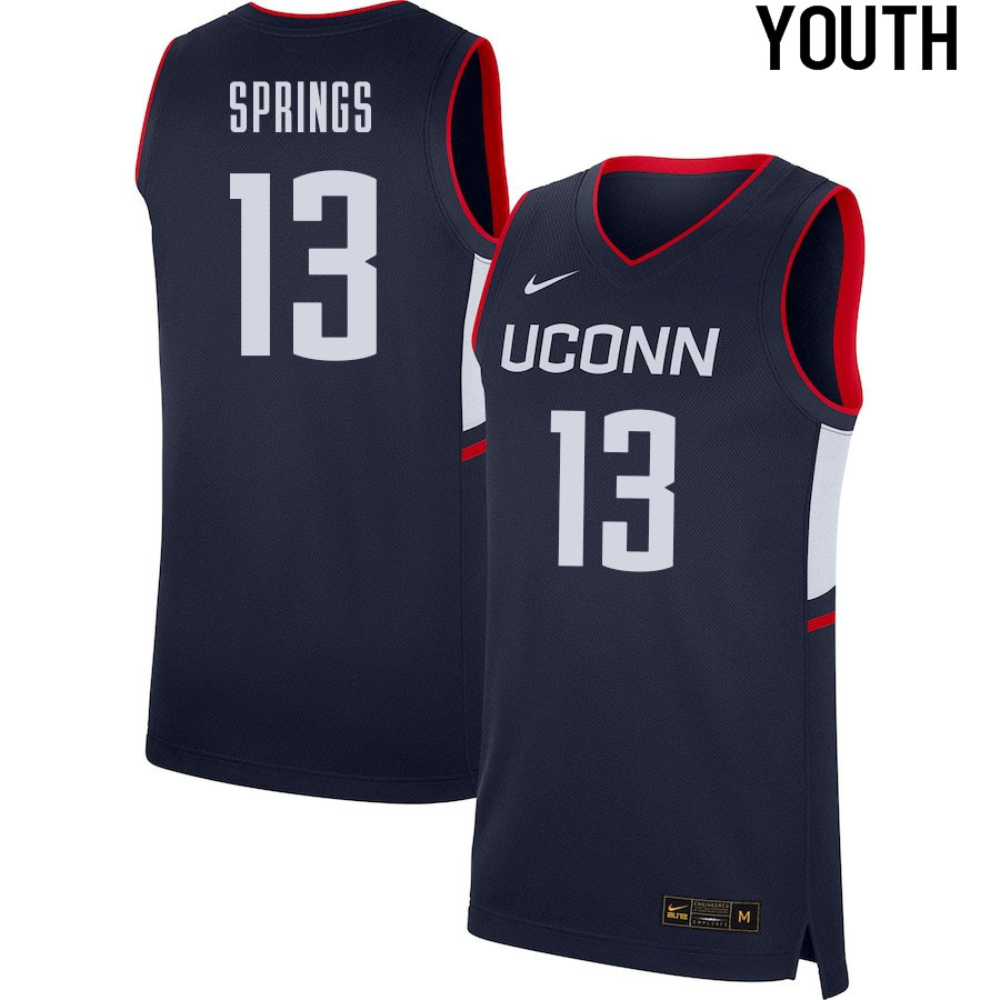 2021 Youth #13 Richie Springs Uconn Huskies College Basketball Jerseys Sale-Navy